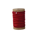 10 Yard 1/4"W Velvet Ribbon on Wood Spool, 3 Colors