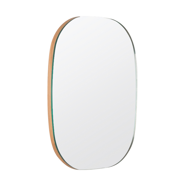 Oval Wall Mirror, Oak 20"W x 24.5"H