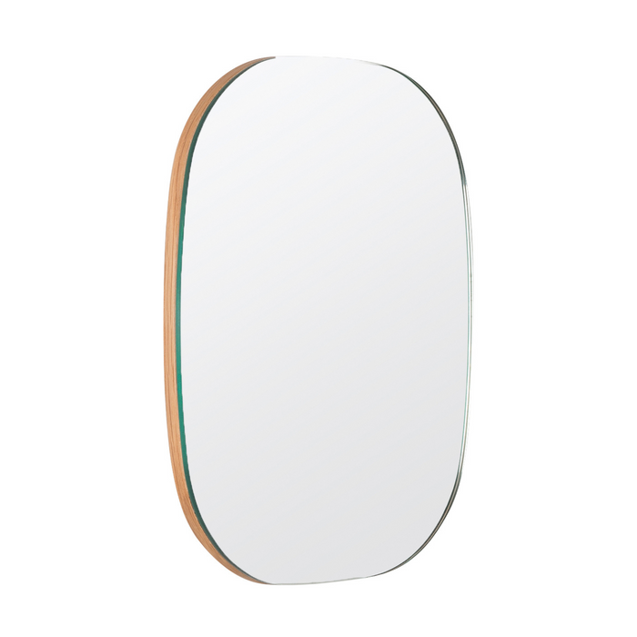 Oval Wall Mirror, Oak 20"W x 24.5"H