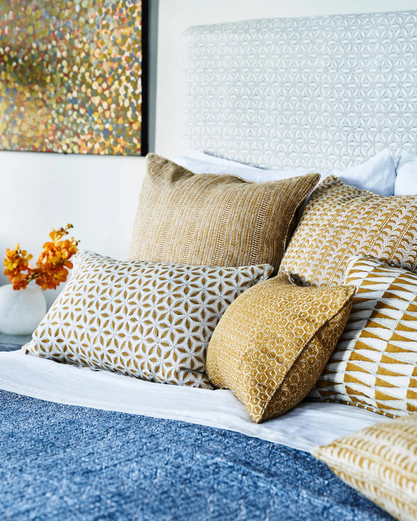 Tangier Sahara Linen Cushion, 14" x 22"