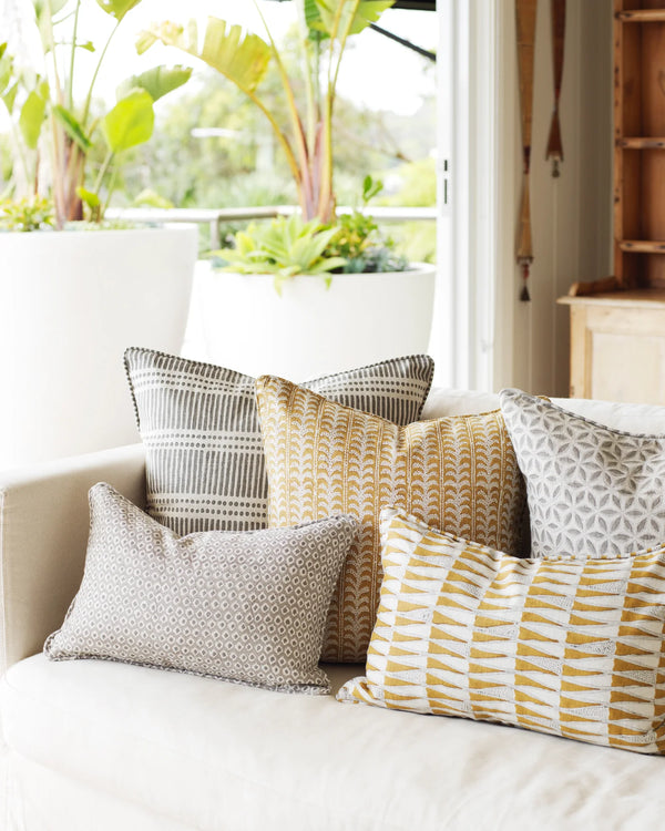 Tangier Sahara Linen Cushion, 14" x 22"