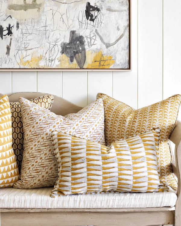 Tangier Sahara Linen Cushion, 14" x 22"