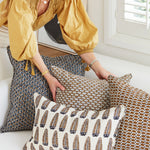 Biarritz Tobacco Linen Cushion, 22" x 22"