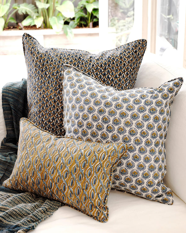 Biarritz Tobacco Linen Cushion, 22" x 22"