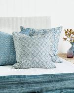 Marbella Azure Linen Cushion, 22" x 22"