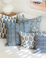 Marbella Azure Linen Cushion, 22" x 22"