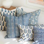 Marbella Azure Linen Cushion, 22" x 22"