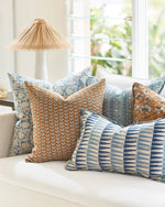Marbella Azure Linen Cushion, 22" x 22"