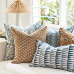 Marbella Azure Linen Cushion, 22" x 22"