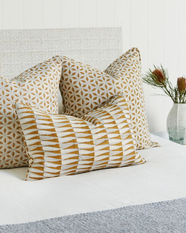 Tangier Sahara Linen Cushion, 14" x 22"