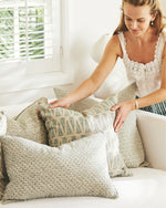 Moro Celadon Linen Cushion, 14" x 22"