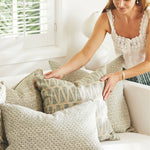 Moro Celadon Linen Cushion, 14" x 22"