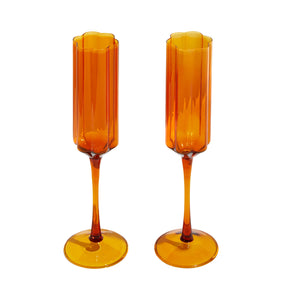 Wave Flute Set of 2, Amber