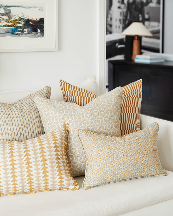 Hanko Saffron Linen Cushion, 22" x 22"