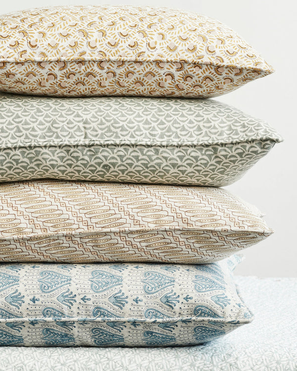 Moro Celadon Linen Cushion, 14" x 22"