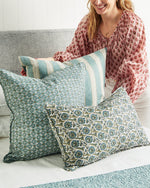 Berber Celadon Moss Linen Cushion, 22" x 22"