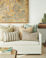 Berber Celadon Moss Linen Cushion, 22" x 22"