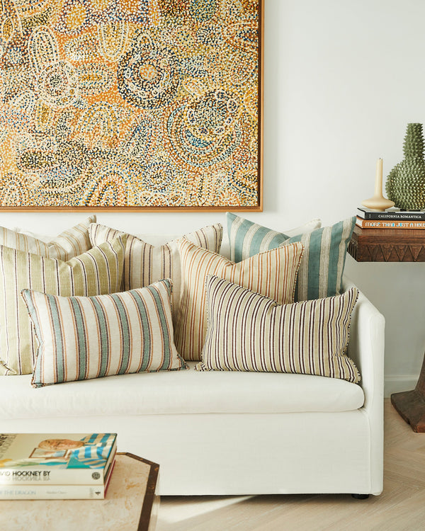 Berber Celadon Moss Linen Cushion, 22" x 22"