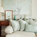 Broccato Cenote Linen Cushion, 20" x 20"