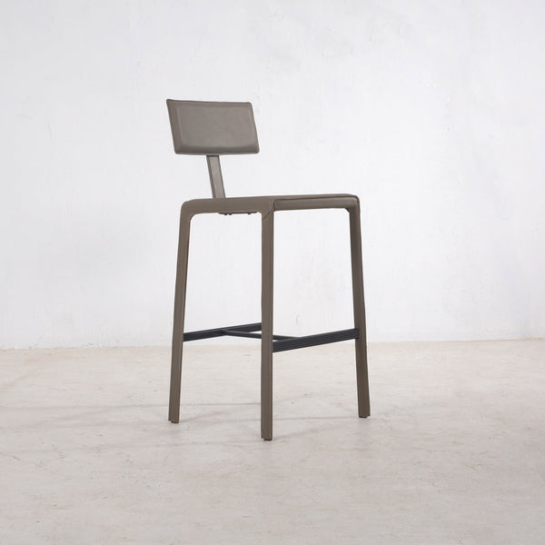 Cato Top Grain Leather Bar Stool, Flint