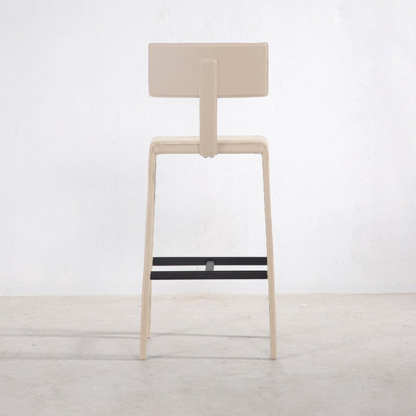 Cato Top Grain Leather Bar Stool, Sand
