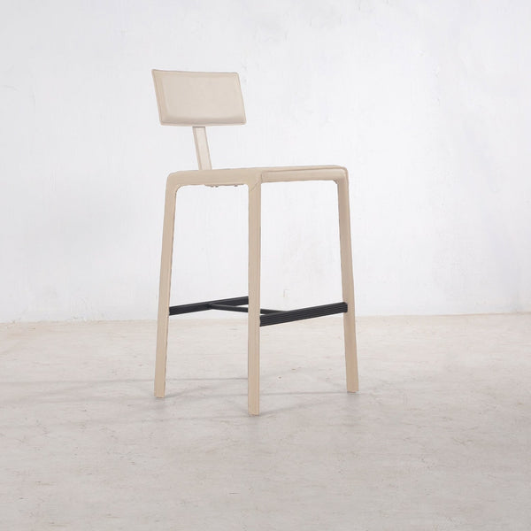 Cato Top Grain Leather Bar Stool, Sand