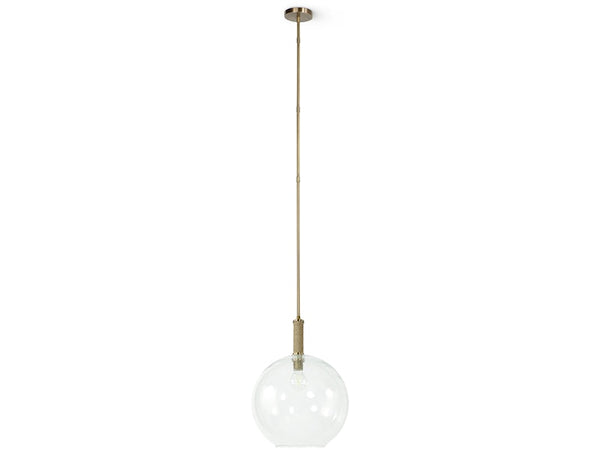 Bronson Glass Pendant Large Globe, Brass