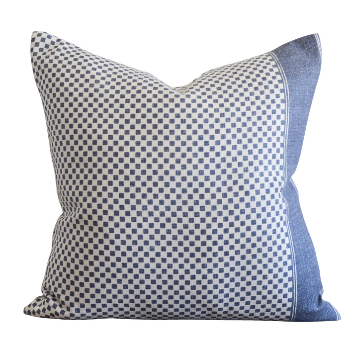 Checkered Pillow, Navy, 22" x 22"