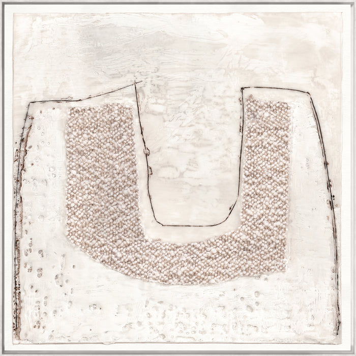 Encaustic Neutrals IV - Framed Canvas, 39" × 39"