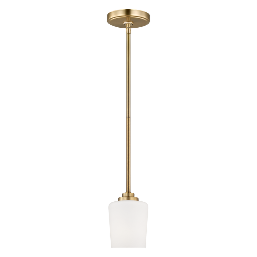 Windom One Light Mini-Pendant, Satin Brass