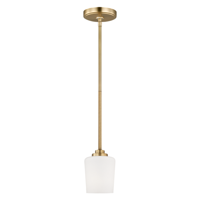 Windom One Light Mini-Pendant, Satin Brass