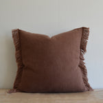 Sienna Belgian Linen Fringe Pillow, 22" x 22"