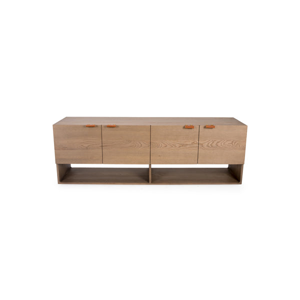Cantor 67" Media Cabinet, Fawn/Umber/Brass