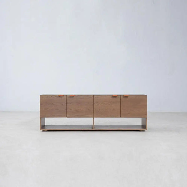 Cantor 67" Media Cabinet, Fawn/Umber/Brass