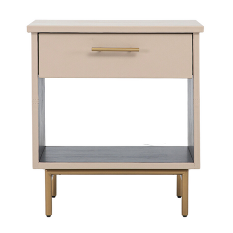 Munro Leather Nightstand, Ventura Cream