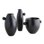 Ceramic Ball Handled Vase/ Ice Bucket & Pitchers, 3 Styles, Black Glaze