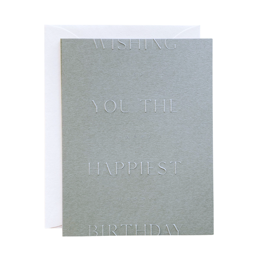'Happy Birthday' Greeting Card, Sage Blue