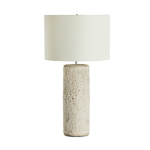 Ozer Table Lamp, Reactive White Glaze