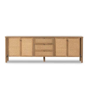 Veta Media Console, Taupe Cane, 81.75"W x 18"D x 27"H