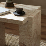 Romano End Table, Desert Taupe Marble, 24"W x 20"D x 20"H