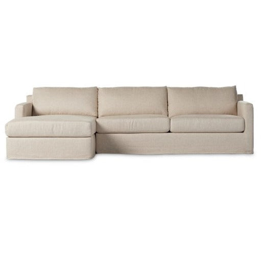 Hampton 2pc Slipcover Sectional with LAF Chaise, Oatmeal, 112"W x 64.5"D