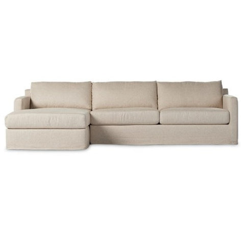 Hampton 2pc Slipcover Sectional with LAF Chaise, Oatmeal, 112"W x 64.5"D
