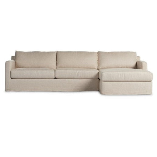 Hampton 2pc Slipcover Sectional with RAF Chaise, Oatmeal, 112"W x 64.5"D