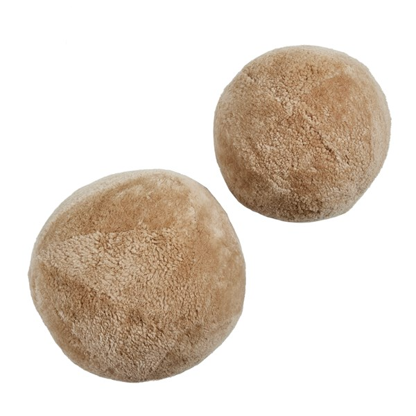 Balle Shearling Pillow Set of 2, Beige, 12"