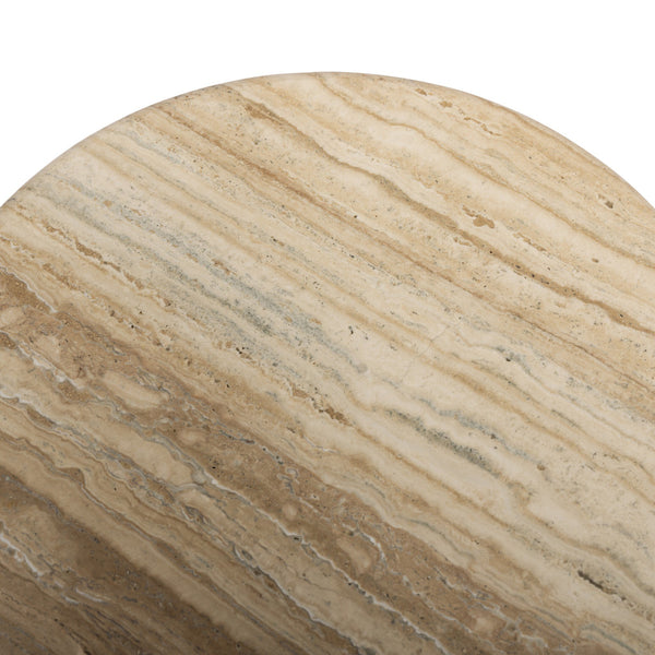 Figueroa End Table - Light Beige Travertine, 21"Dia
