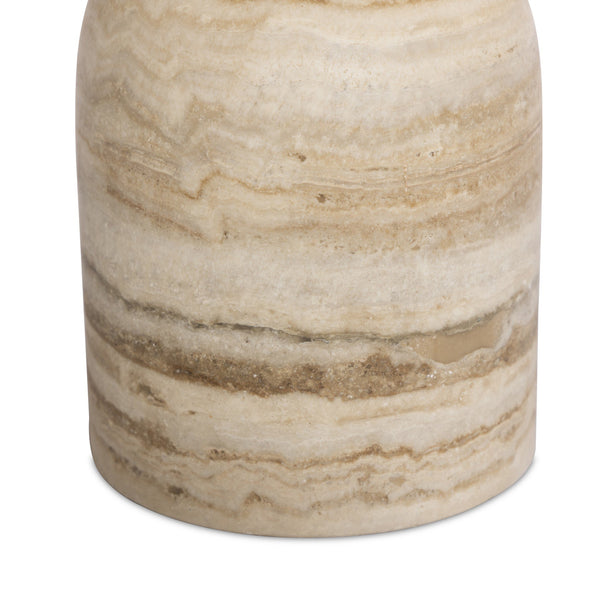 Figueroa End Table - Light Beige Travertine, 21"Dia