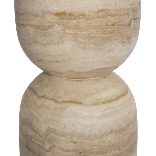 Figueroa End Table - Light Beige Travertine, 21"Dia