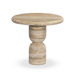 Figueroa End Table - Light Beige Travertine, 21"Dia