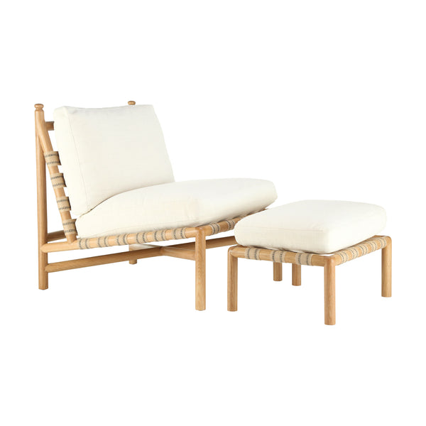 Flannery Footstool, Linosa Cream, 24″W x 18″D x 16″H