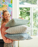 Pollara Indigo Linen Cushion , 20" X 20"